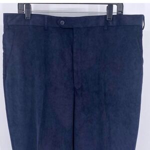 NEW Jos A Bank Micro‎ Corduroy Pants Mens Joseph 38 Reg Flat Front Blue Raw Hem